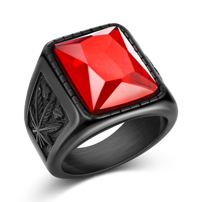 Rajmohoni Black Ring Red Stone