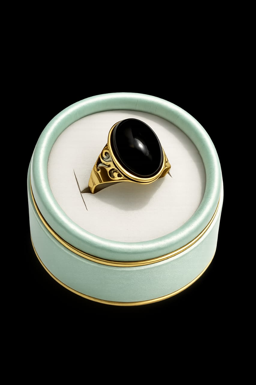 Rajmohoni Ring Round Black Stone