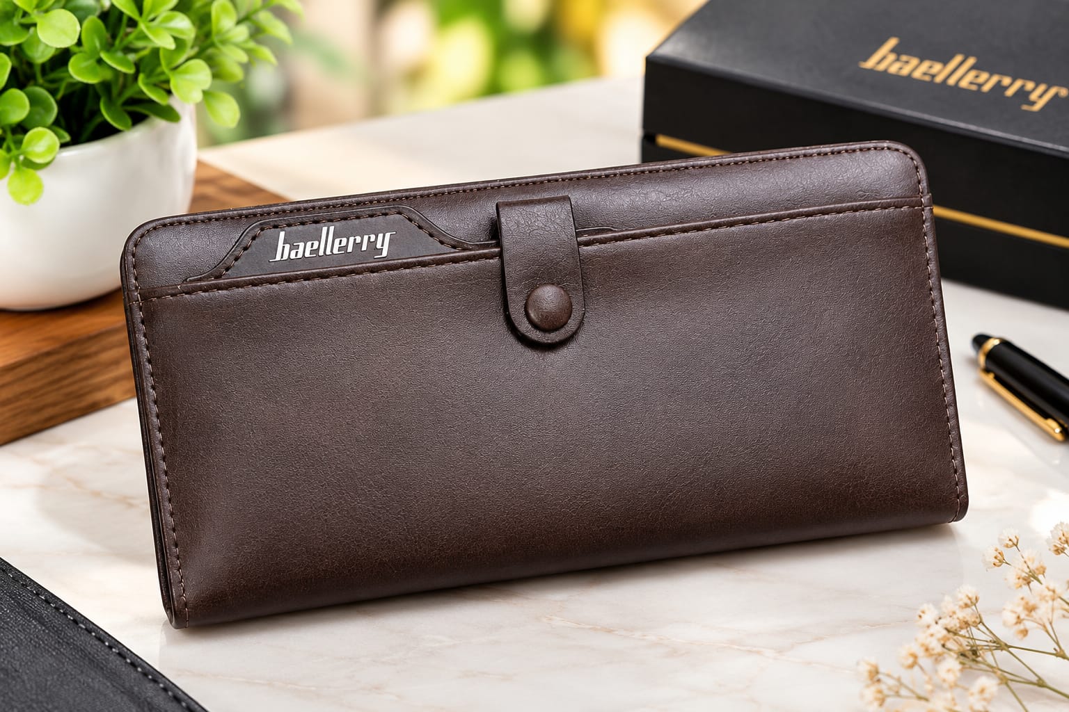 Premium Long Leather Wallet Coffee Color