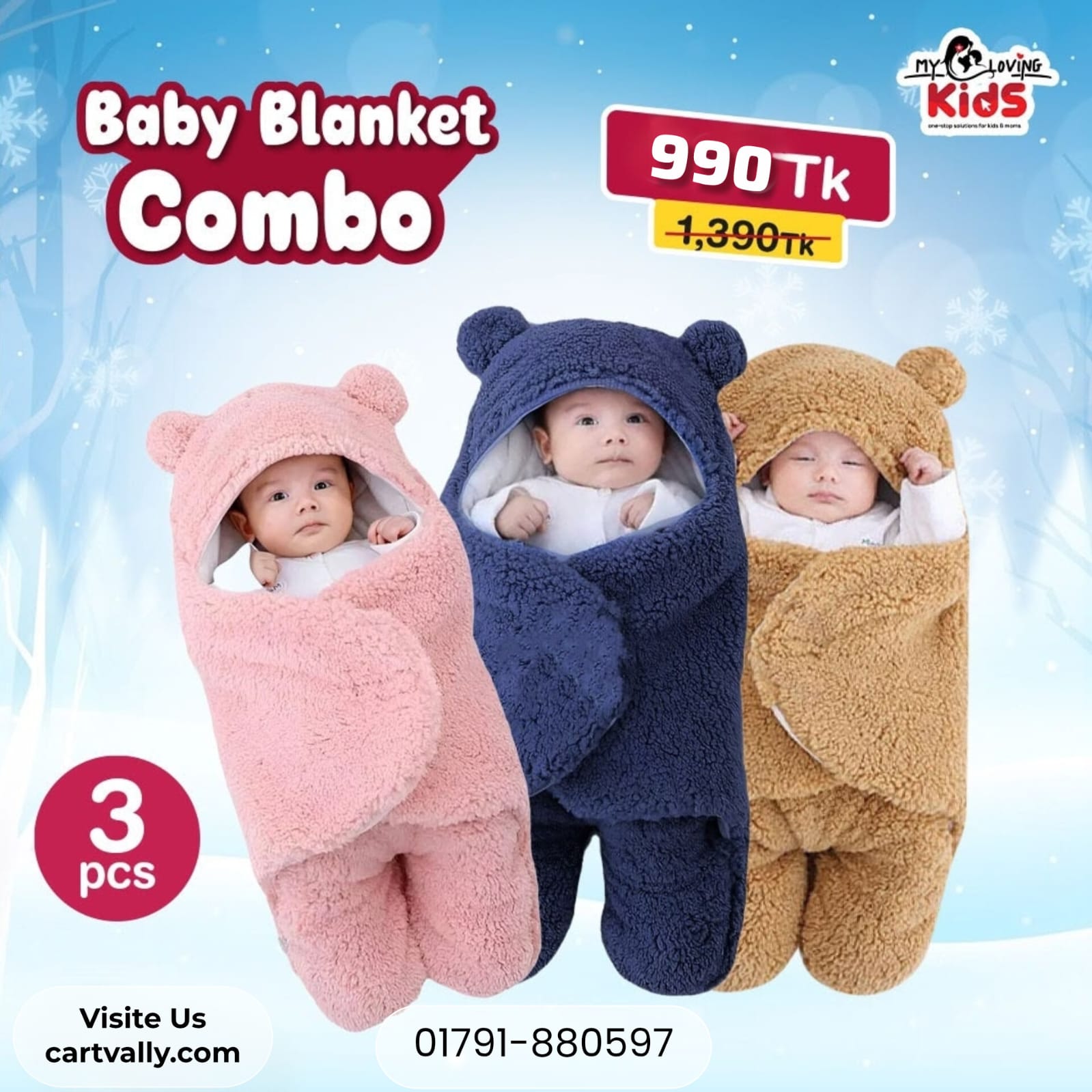 Baby Blanket 3 PCS Combo